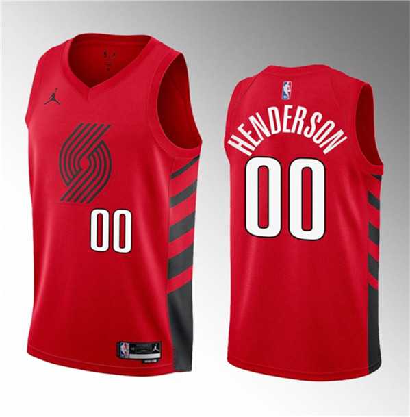 Men%27s Portland Trail Blazers #00 Scoot Henderson Red 2023 Draft Statement Edition Stitched Basketball Jersey Dzhi